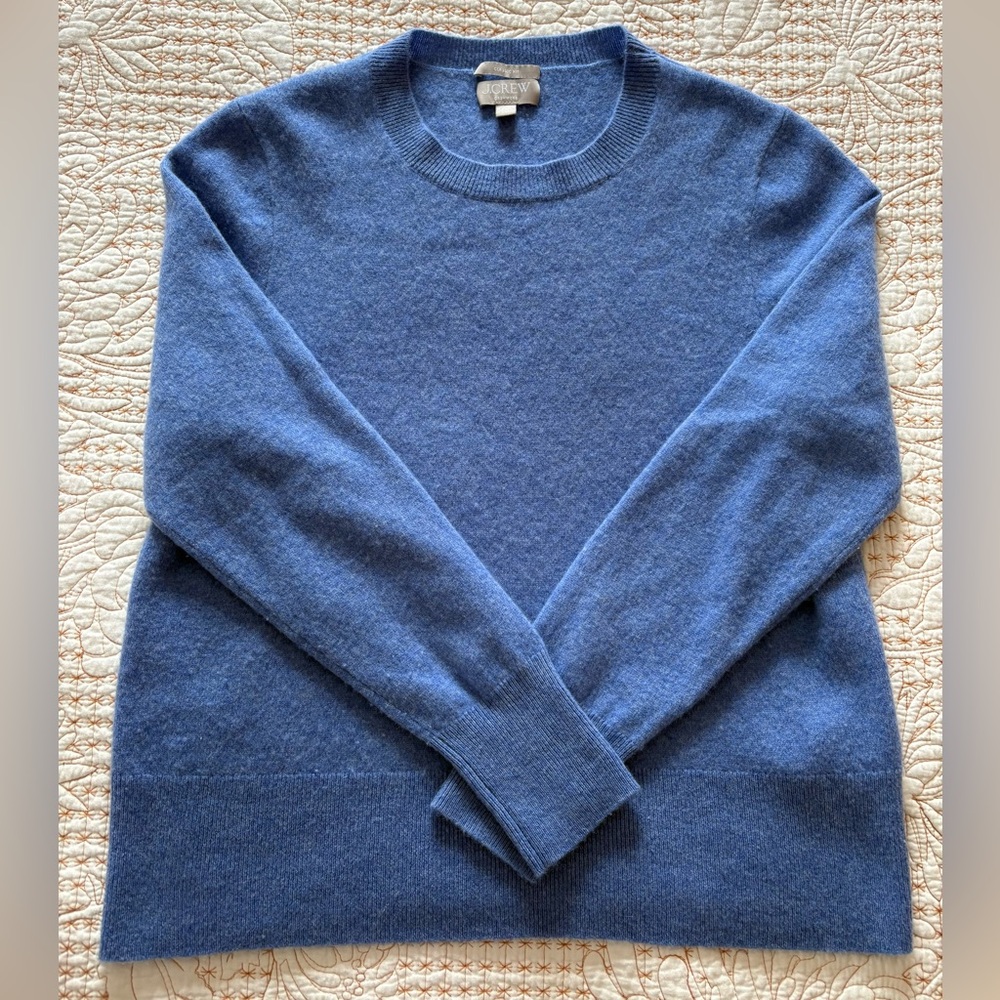 J. Crew Cashmere Classic Fit Sweater in Heather Blue